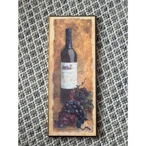 Vintage C. Winterle Olson wine bottle and grapes framed picture or plaque.